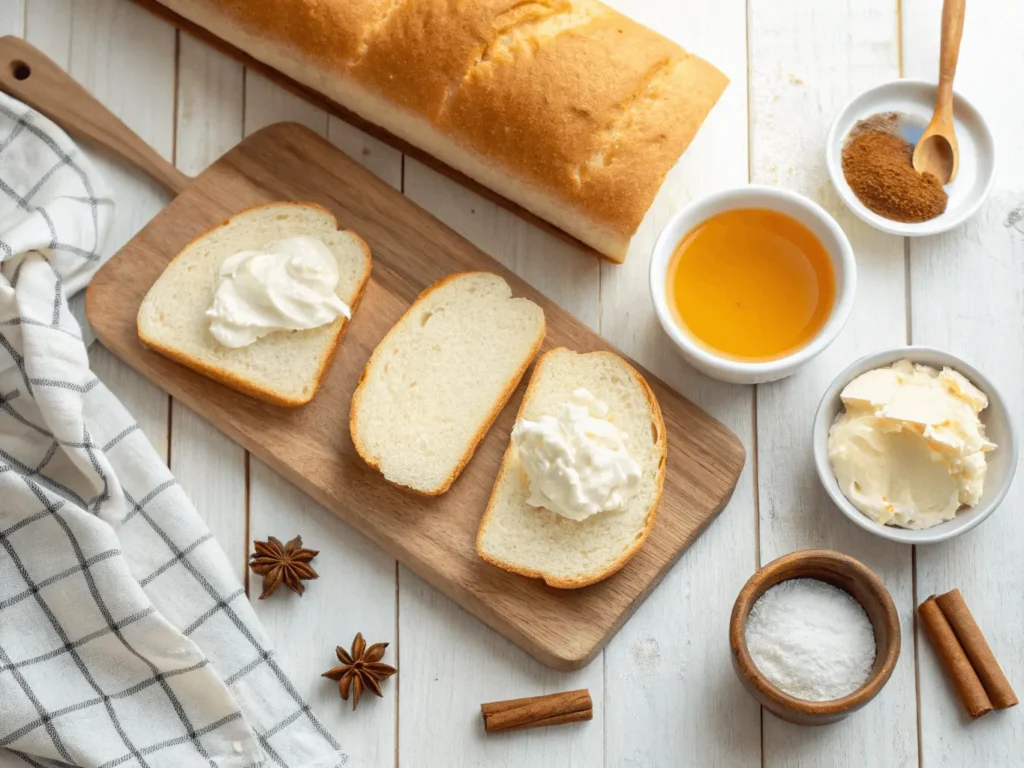 Cream cheese roll-up ingredients flat lay