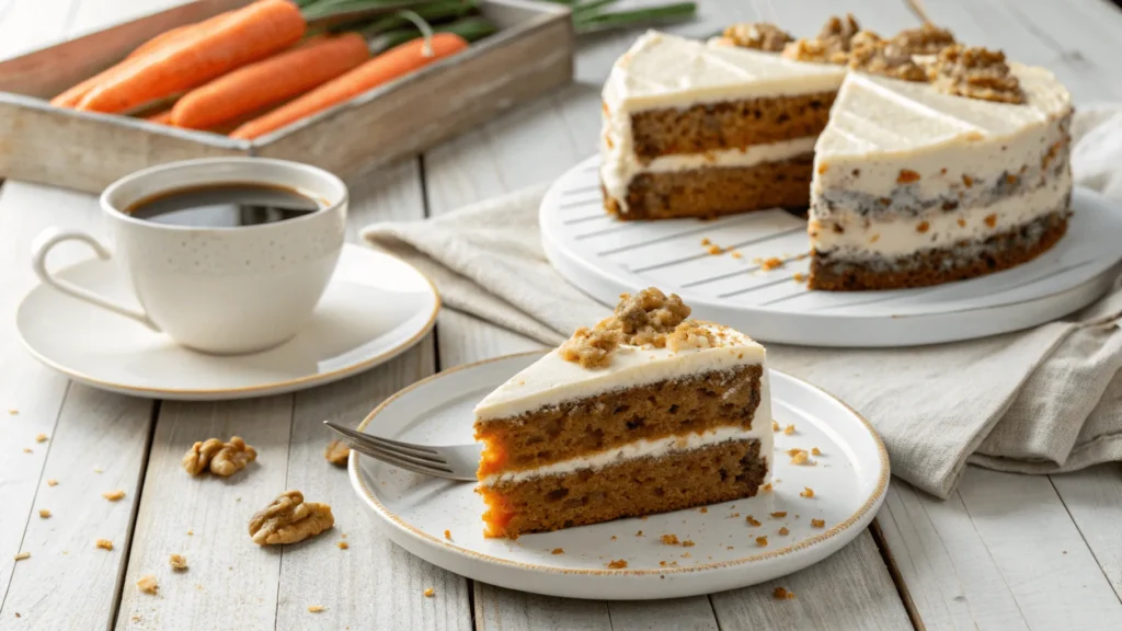 Store cream cheese desserts – carrot cake slices after storage